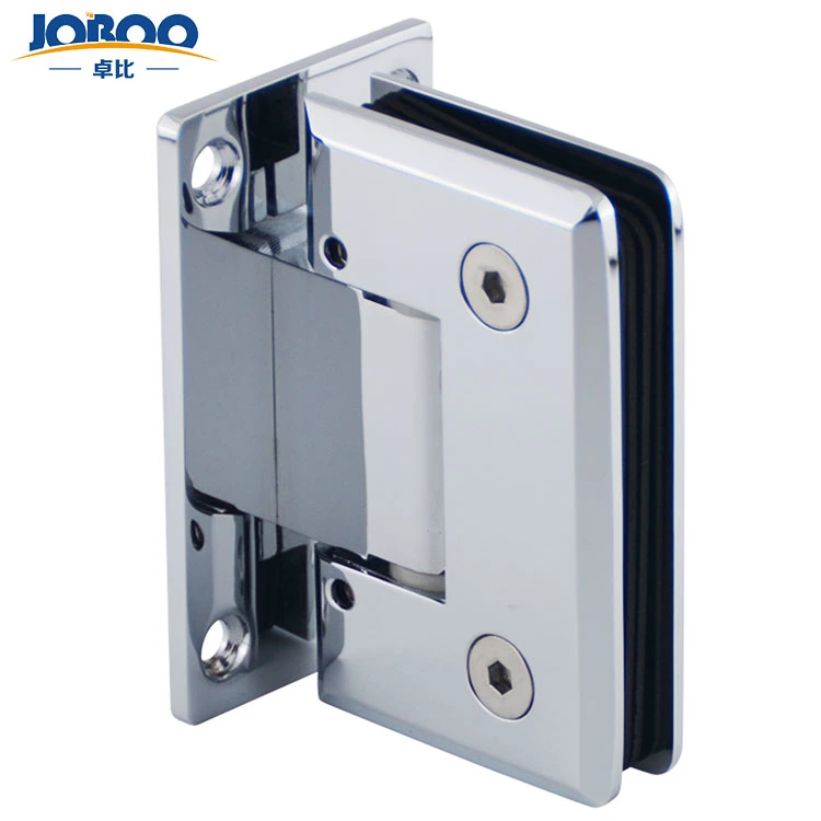 Joboo Zb511 Adjustable Customizable Chrome Satin Brass Wall Mount 90 Degree Tempered Glass Door Connector Hinges Bathroom Accessories