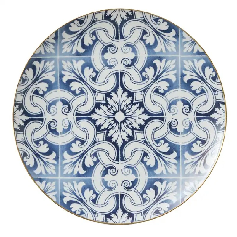 Wholesale Porcelain Decal Color Powders Design Dinnerware Set Tableware Navy Blue Pigment