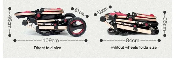 Fast Delivery Rubber Tire Onw Key Folding 3 in 1 Baby Stroller Walkers Ride on Car for New Born Travel System Pram