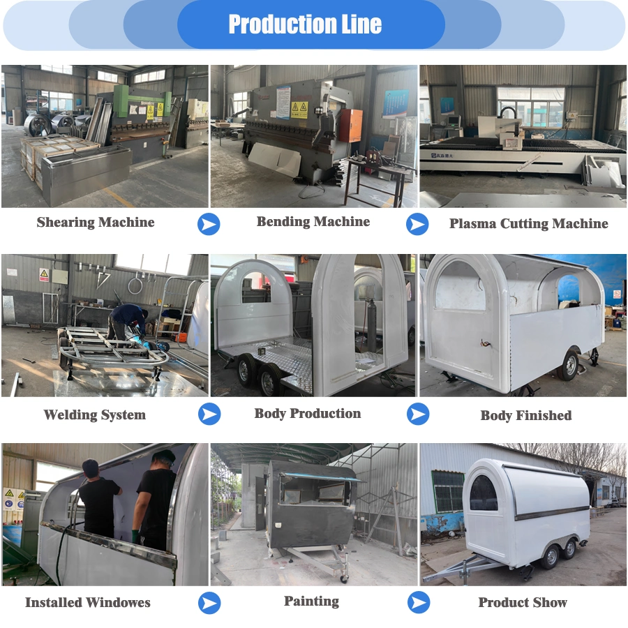 Street Mobile Fast Food Truck Cart Travel Camping Camper Electric Mobile Kitchen Catering Trailer