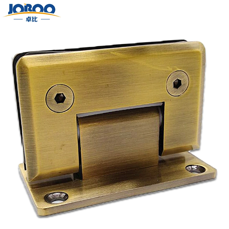 Joboo Zb510 Beveled Customizable Chrome Satin Brass Wall Mount 90 Degree Tempered Glass Door Hinges Connector Bathroom Accessories
