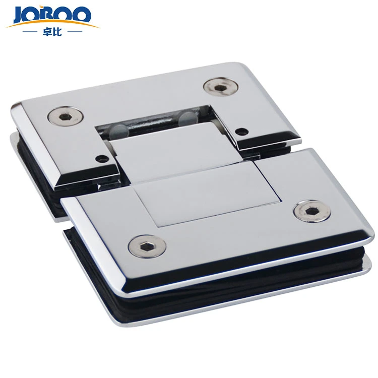 Joboo Zb551 Adjustable Customizable Chrome Satin Brass Glass Mount 180 Degree Tempered Glass Door Connector Hinges Bathroom Accessories