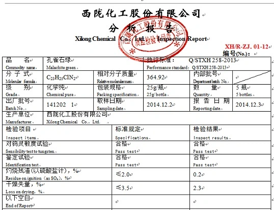 CAS No.: 569-64-2 Malachite Green Analytical Grade