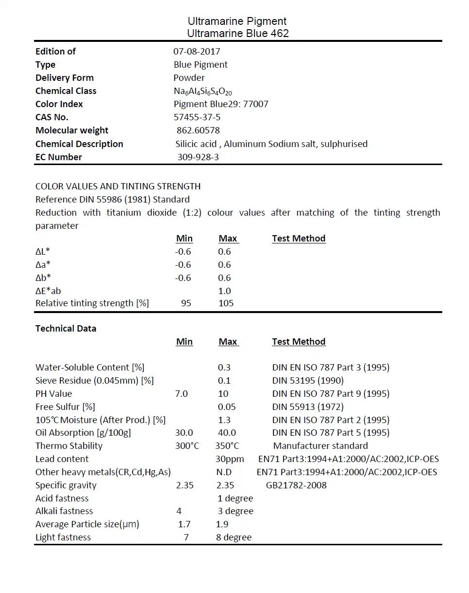 Cement Application Ultramarine Blue Powder Inorgnaic Pigment Blue 29 CAS 57455-37-5