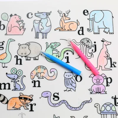Los niños de educación Colorear Placemats Doodle Pad Tabla de silicona FDA Mat