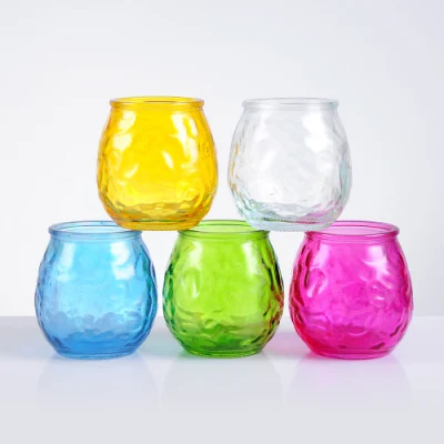 Portavelas con forma de cuenco de bola de vidrio Mayoristas almacenamiento de lujo vacío Custom Logo Colorful Container Candle de cristal de vidrio jarras