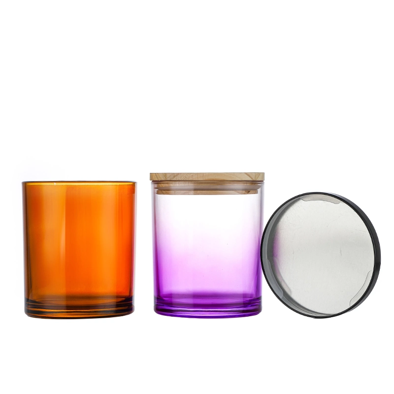 Luxury Empty 7oz 10oz 14 Oz 18oz Matte Black White Transparent Colored Round Candles Holder Glass Candle Jars with Lid