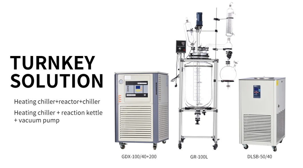 Lab Chemical Jacketed Glass Reactor 5L 10L 20L 50L100L 200L Double-Layer Glass Reactor Vessel with Heater Chiller