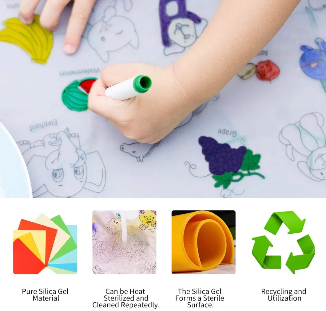 Foldable Silicone Coloring Doodle Pad Silicone Mats Rubber Mat