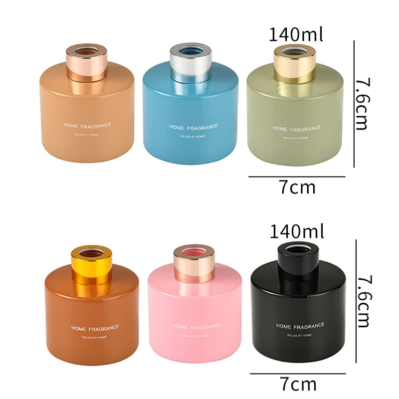 Wholesale Empty 140ml 4oz Gray White Pink Purple Yellow Clear Red Blue Embossed Glass Diffuser Bottle with Reed Sticks