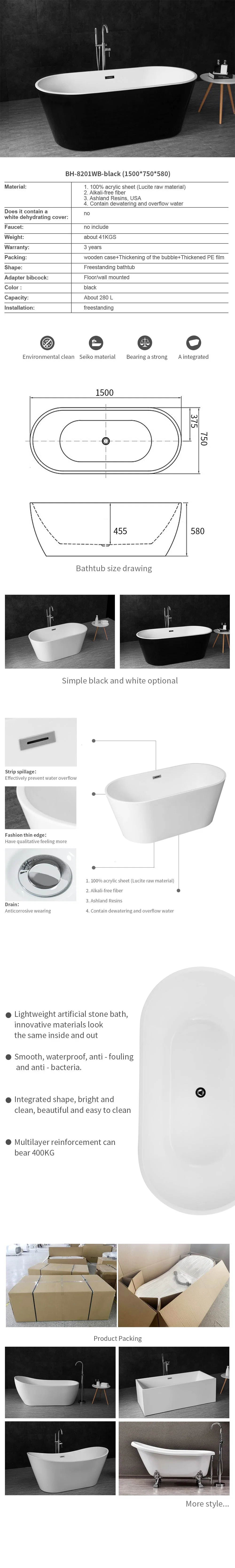 Freestanding Luxury Solid Surface Bathroom Large Bathtub on Sale -8