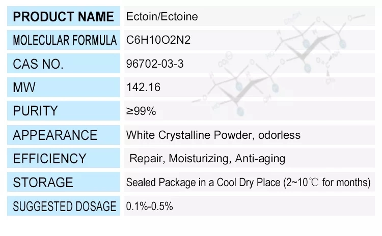 Anti Wrinkle/Anti Aging 99% Ectoin CAS 96702-03-3 Organic Chemical Agents Ectoin/Ectoine