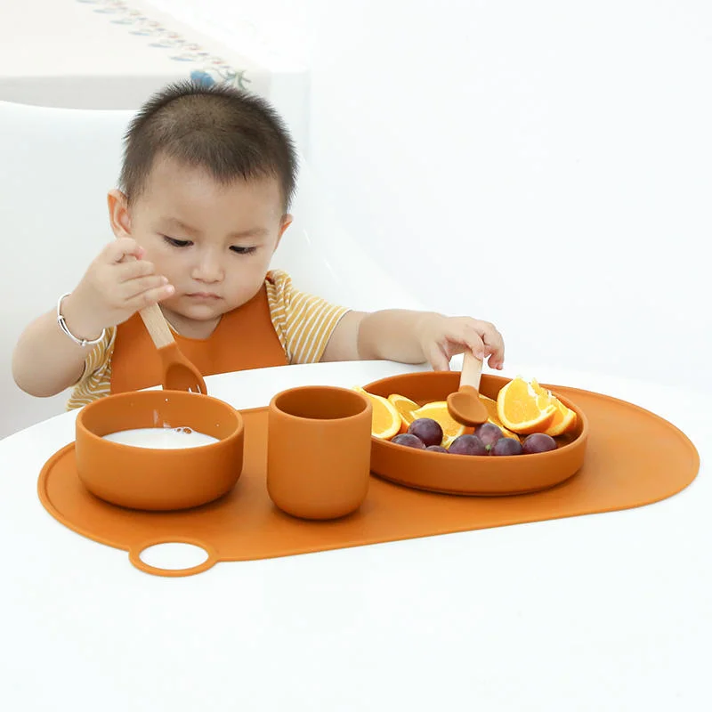 Children Toddler Large Suction Kitchen Dining Table Mats Coloring Round Silicone Placemat
