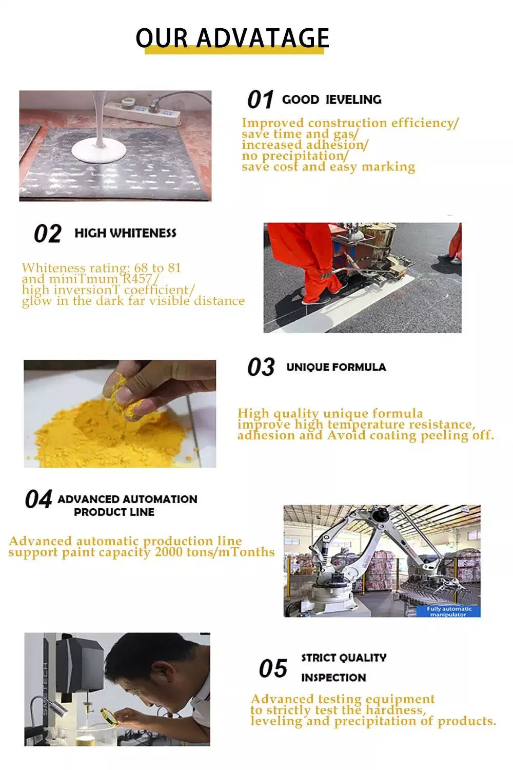 Medium Chrome Yellow Color Thermoplastic Road Marking Paint