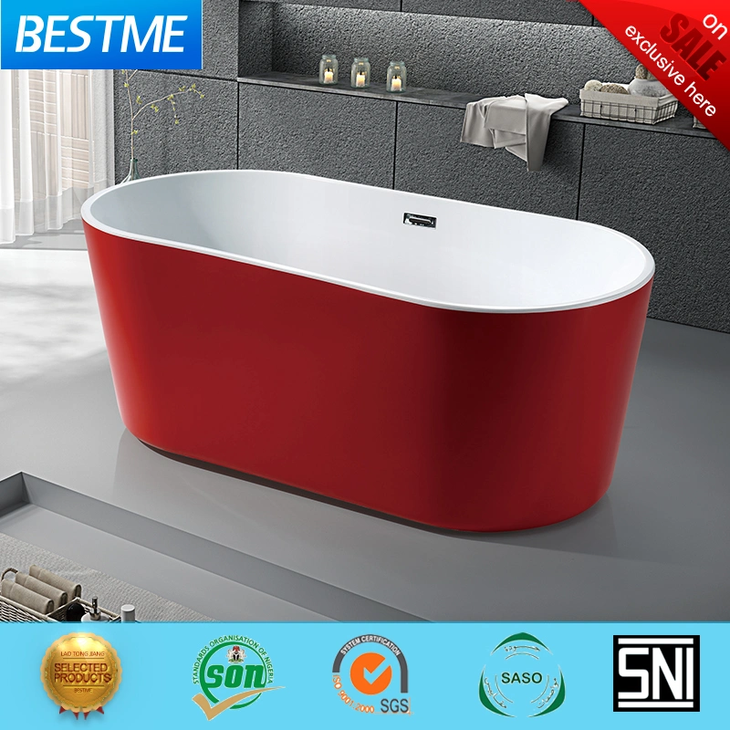 Colourful Sanitary Ware Bathroom Acrylic Art Bathtub Red Color (Bt-Y2529-Red)