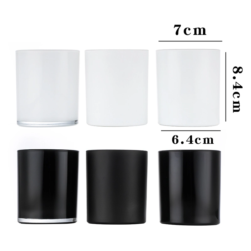 Luxury Empty 7oz 10oz 14 Oz 18oz Matte Black White Transparent Colored Round Candles Holder Glass Candle Jars with Lid