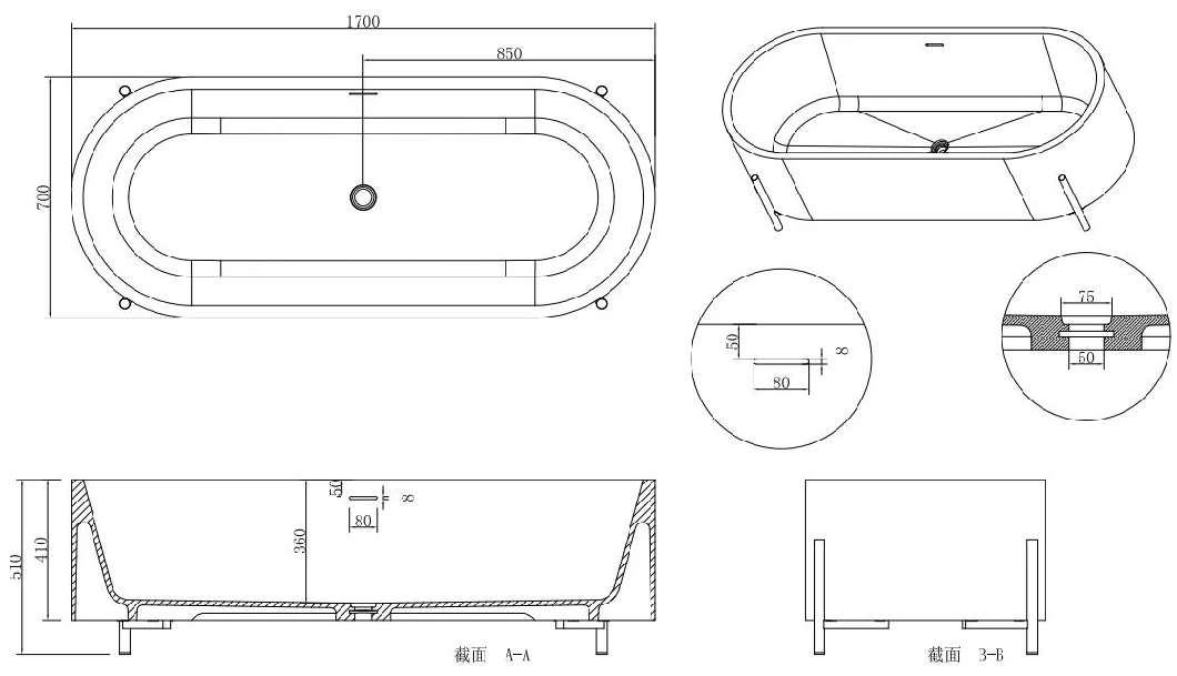 So Beautiful Oval Tub, Red New Design Stone Free Standing Bathtub