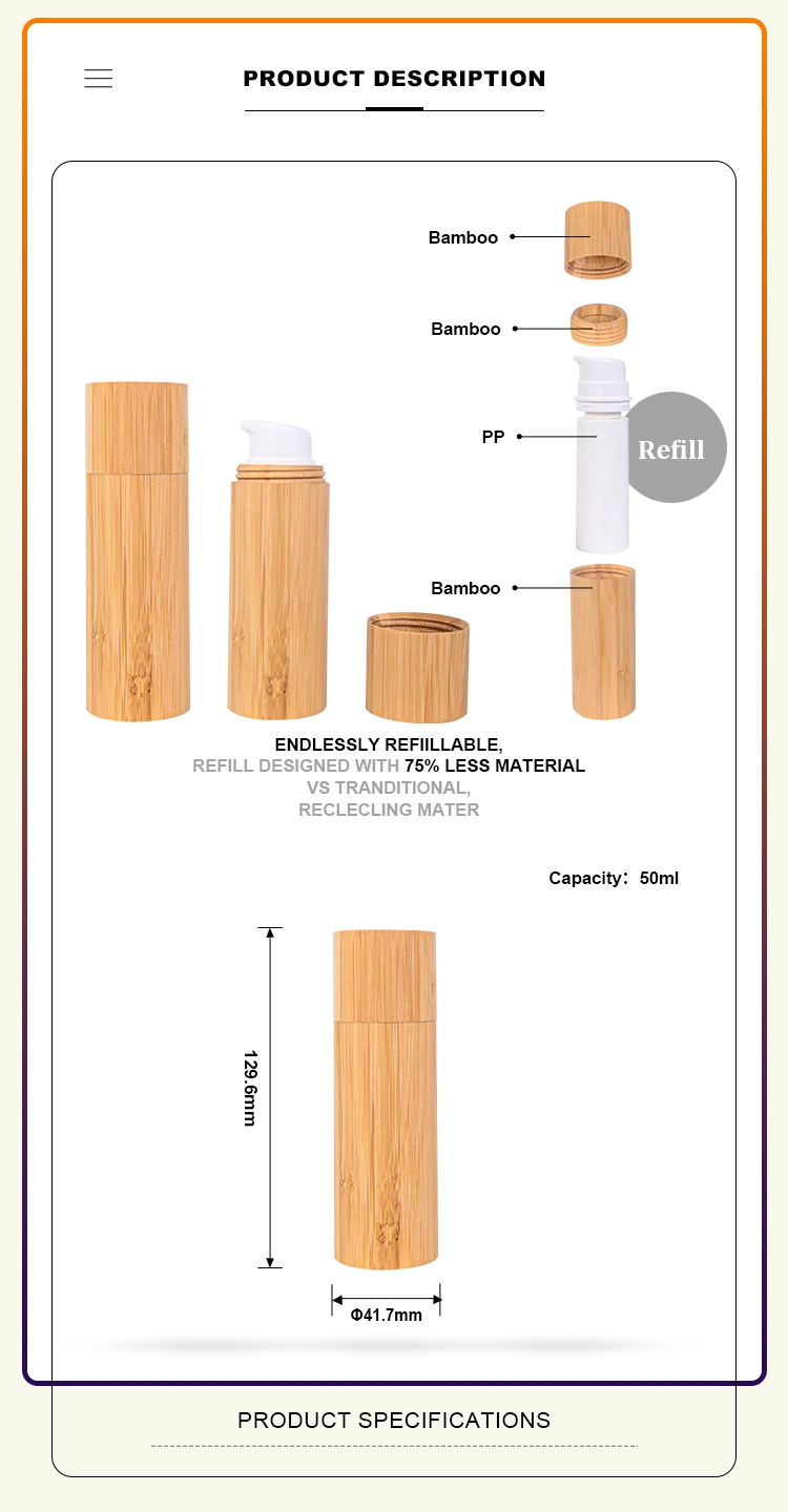 100ml 120ml 150ml 200ml 250ml Luxury Eco Friendly Cosmetic Toner Cream Shampoo Bamboo Plastic Lotion Pump Bottle