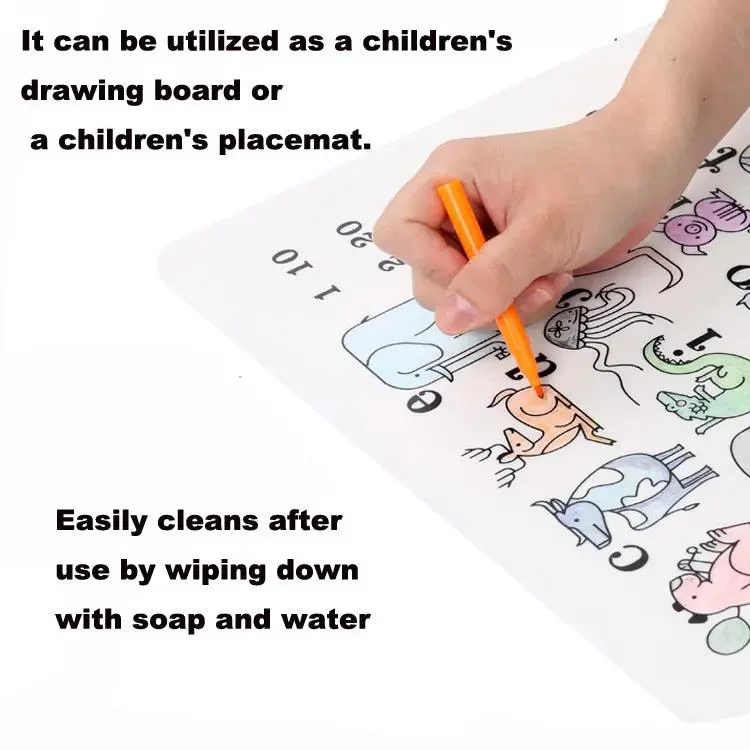 Silicone Kids Placemats Coloring Doodle Fun Placemat Silicone Table Mat for Kids Drawing Painting