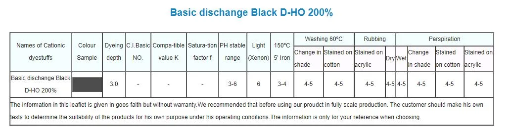 Cationic Dyes/Basic Dischange Black D-Ho 200%/Basic Dischange Black D-Wgl 200%/Basic Dischange Blue D-2gl 200%/Basic Dischange Orange D-Brl 200%/Basic Dischange
