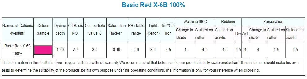 Cationic Dyes/Basic Red 2gl 250%/Basic Red 2bl 200%/Basic Red Gtln 200%/Basic Red Gtlp 200%/Basic Red M-Rl 200%/Basic Red X-6b 100%/Basic Red X-Grl 250%/Dyes