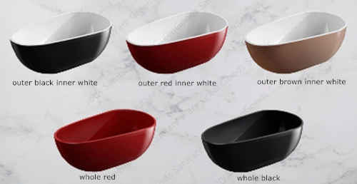 CE Good Price Red Acrylic Resin Oval Bathtub Indoor Small Freestanding Soaking Bath Tubs