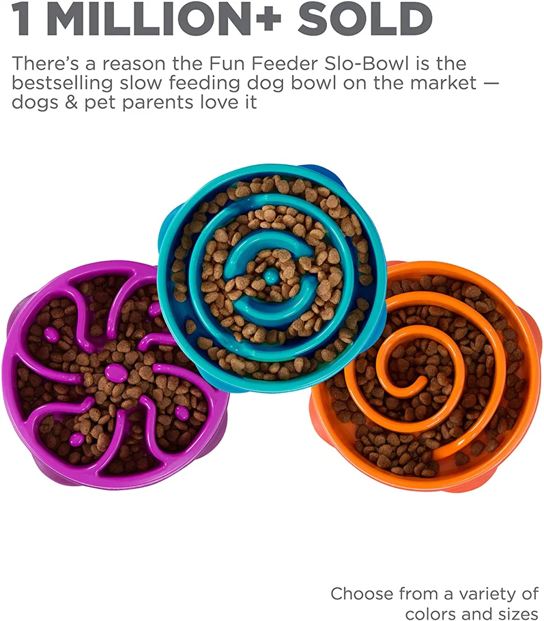 Outward Hound Fun Feeder Slo Bowl, Slow Feeder Dog Bowl, Medium/Mini, Turquoise
