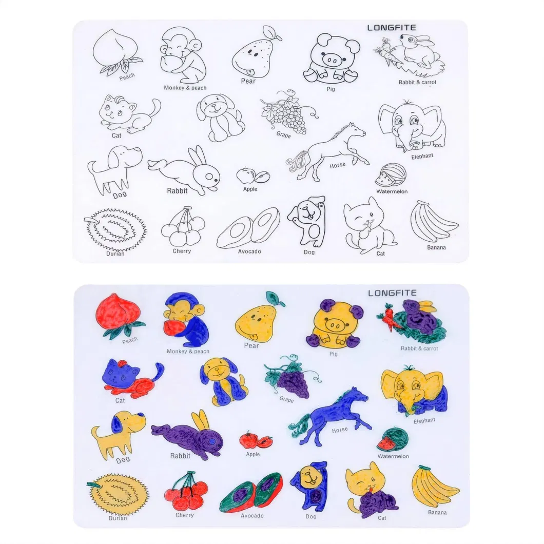Educational Kids Placemats Coloring Doodle Pad FDA Silicone Table Mat