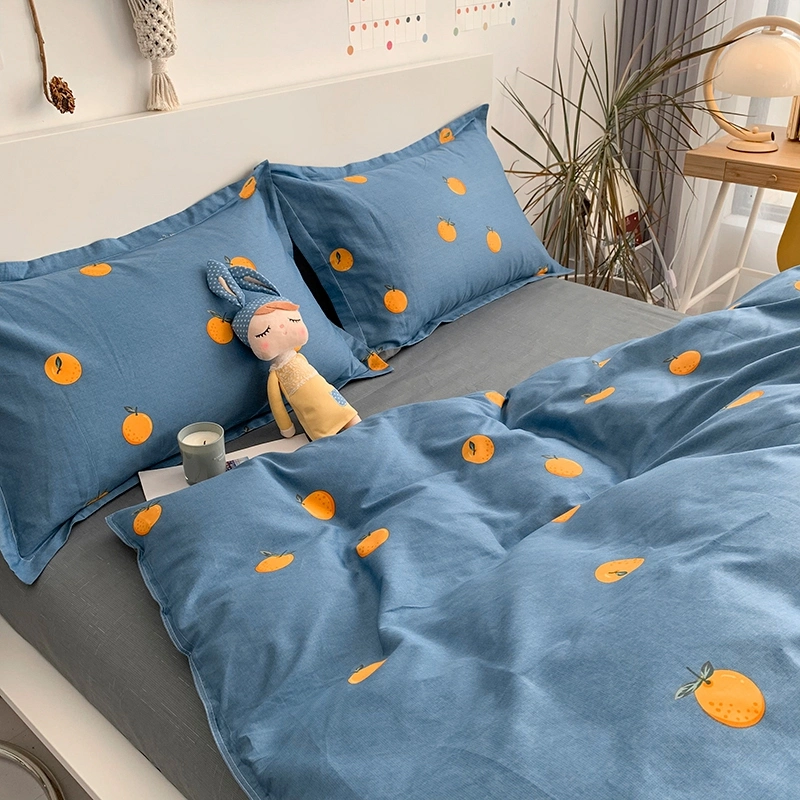 High Quality Home Textiles 4PCS 100% Cotton Coloring Bed Sheets Set Soft Bedding Set
