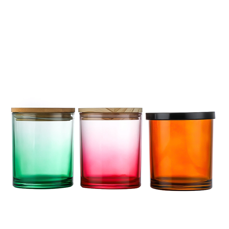 Luxury Empty 7oz 10oz 14 Oz 18oz Matte Black White Transparent Colored Round Candles Holder Glass Candle Jars with Lid