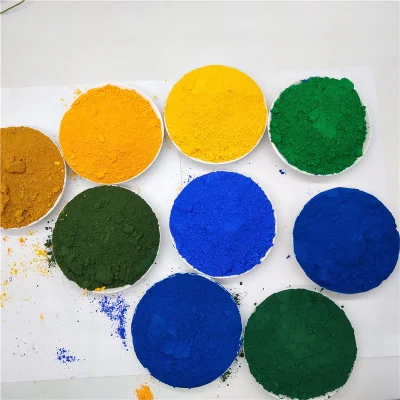 Polvere di pigmento all&prime;ingrosso ossido di ferro per pavimenti epossidici Vernice ossido di ferro Blu giallo marrone Blu pigmento rosso