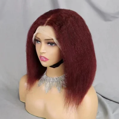 Vietnamita Kingky umano diritto Rosso 99j Bob 13*4 pizzo frontale Capelli umani