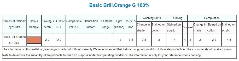 Cationic Dyes/Basic Brill. Yellow 4gl 500%/Basic Brill. Blue Rl 500%/Basic Brill. Flavine X-10gff 300%/Basic Brill. Orange G 100%/Basic Brill. Red X-5gn 250%