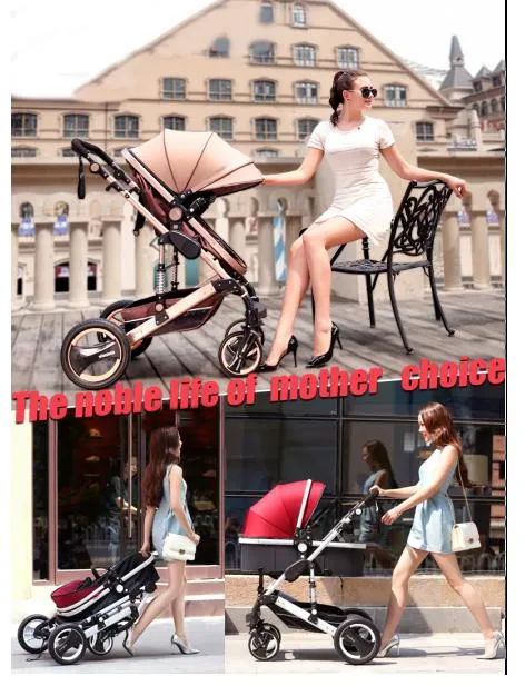 Fast Delivery Rubber Tire Onw Key Folding 3 in 1 Baby Stroller Walkers Ride on Car for New Born Travel System Pram