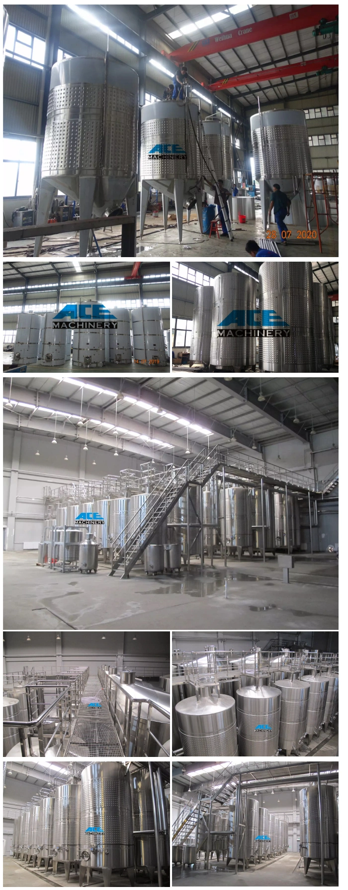 Conical Fermenter Cooling Jacketed Fermentation Tank Wine Vats for Sale