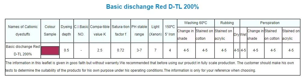 Cationic Dyes/Basic Dischange Black D-Ho 200%/Basic Dischange Black D-Wgl 200%/Basic Dischange Blue D-2gl 200%/Basic Dischange Orange D-Brl 200%/Basic Dischange