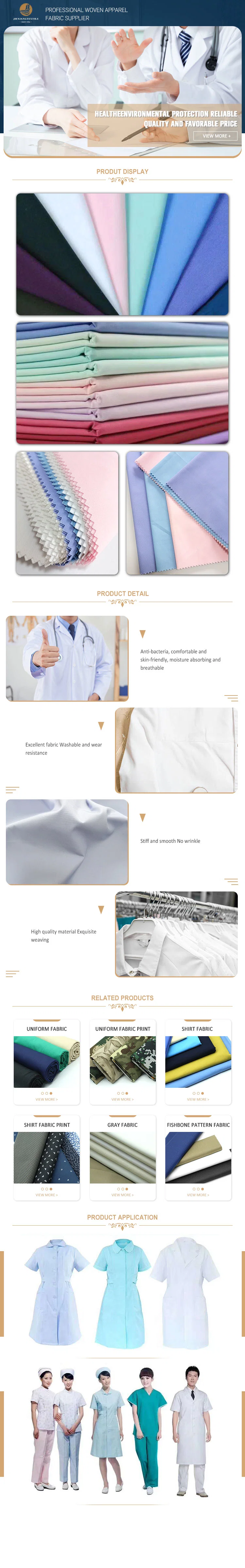 Factory Wholesale Chlorine Resistant Vat Dyed Tc 65/35 Polyester Cotton Twill Hospital Nurse Scrub Suit Fabric