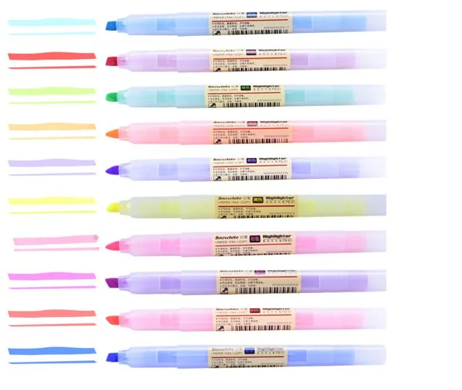 Snowhite Pen Pastel Highlighter Pen, Assorted Colors, Soft Color, Chiesel Nibs, 12CT Box, Indigo Blue
