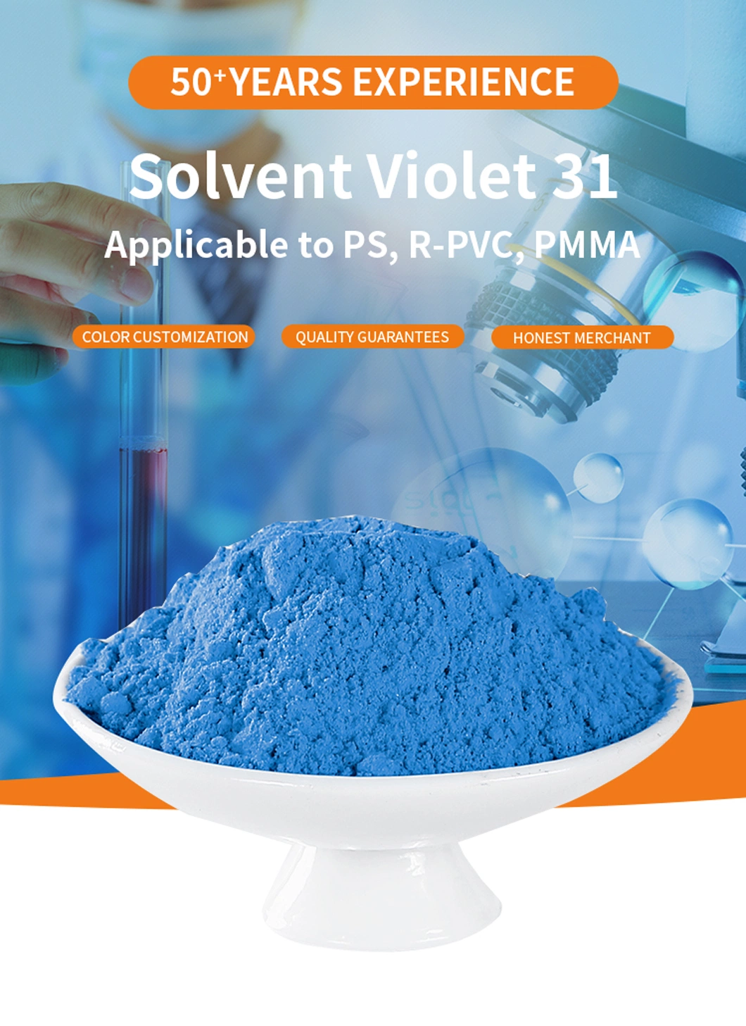 Transparent Violet 2br Solvent Dye Violet 31 for Plastics PS, R-PVC, PMMA