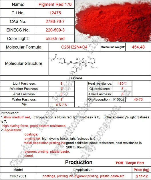 Manufacturer Good Quality Organic Pigment Red 170 for Paint