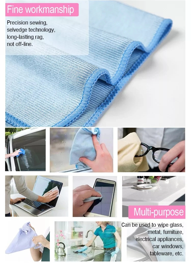 No Trace Absorbable 3 Size Soft Microfiber No Lint Window Car Rag Cleaning Towel Kitchen Cleaning Cloth Glass Cloth