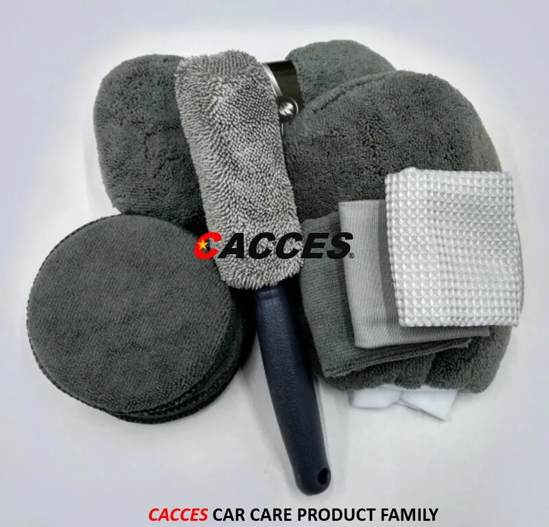 Cacces Car Care Cleaning Tool Auto Washing Kit Microfibre Applicator Pad, Wash Sponge, Microfiber Mitt, Car Cloth, Polish Pad, Wax Applicator, Foam Pad C101cws