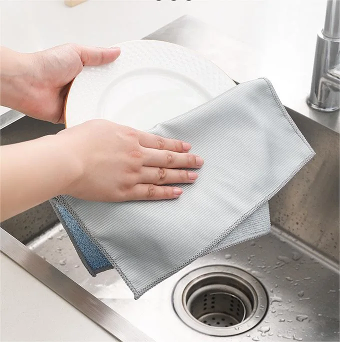 27*27cm Glass Towel Warp Knitted Rag Double-Sided Multifunctional Microfiber Cleaning Cloth