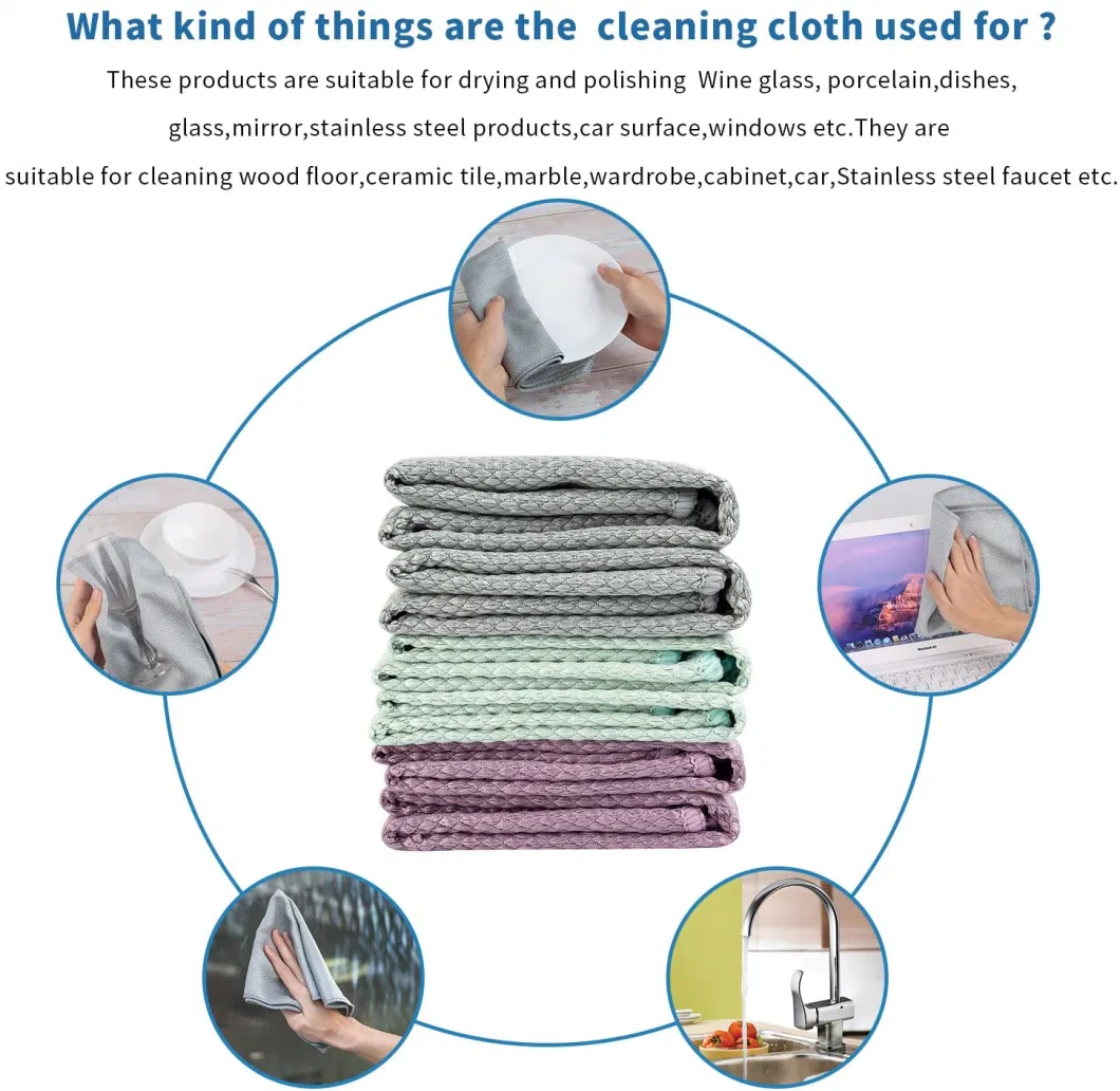 Kitchen Dishcloth Nanoscale Glass Towel Streak Free Miracle Window Mirror Cleaning Cloth