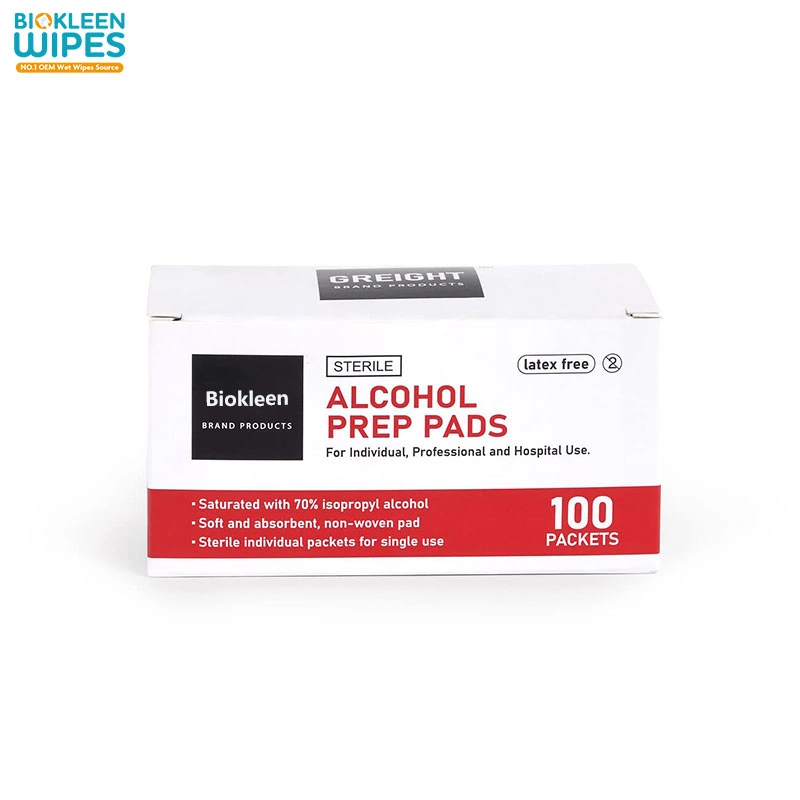 Biokleen Wholesale 100PCS/Box Disposable 6*3cm Alcohol Pad for Care, Alcohol Pred Pad
