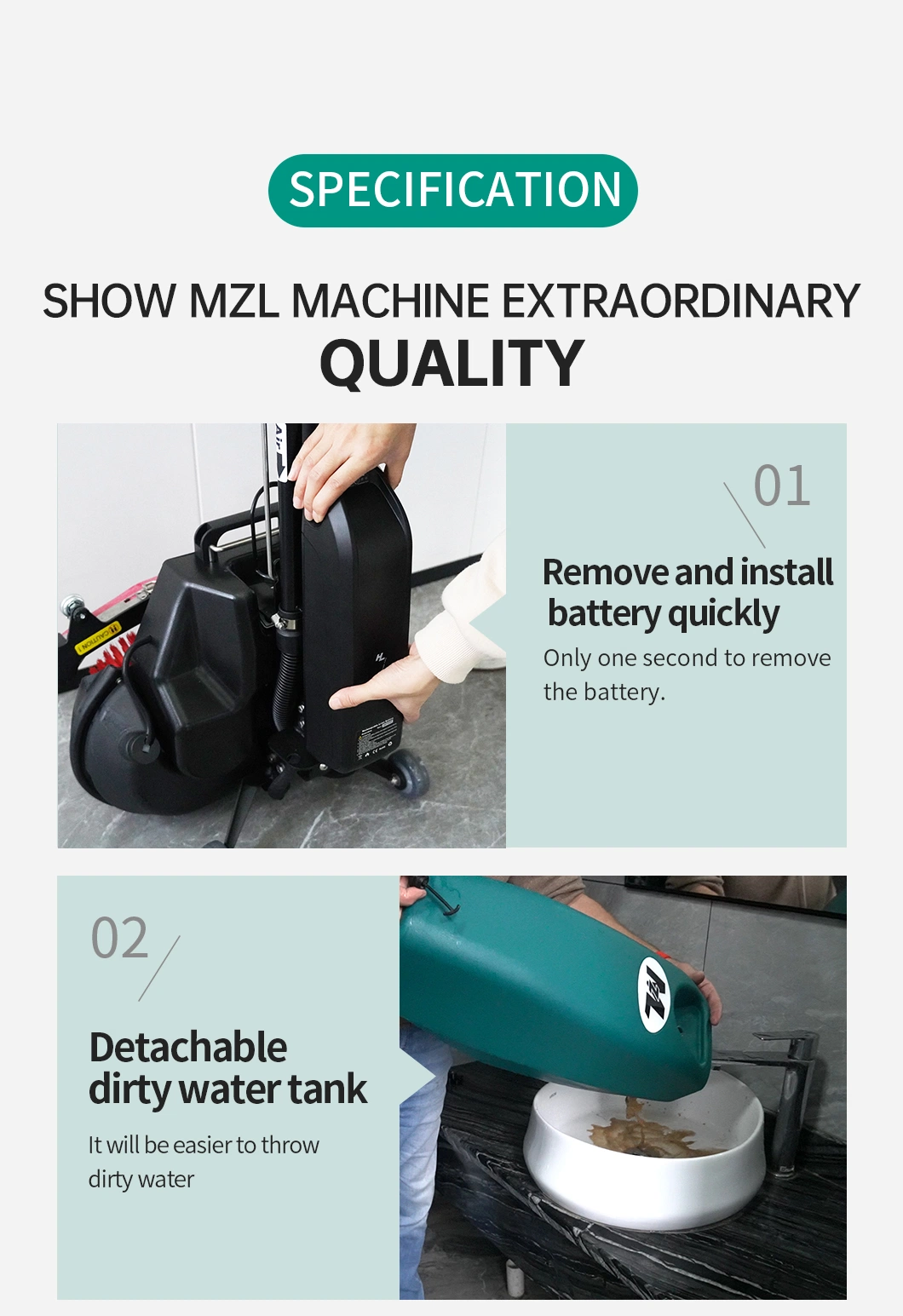Automatic Floor Scrubber Portable Mini Mop 29kg Pressure Washer for Factory