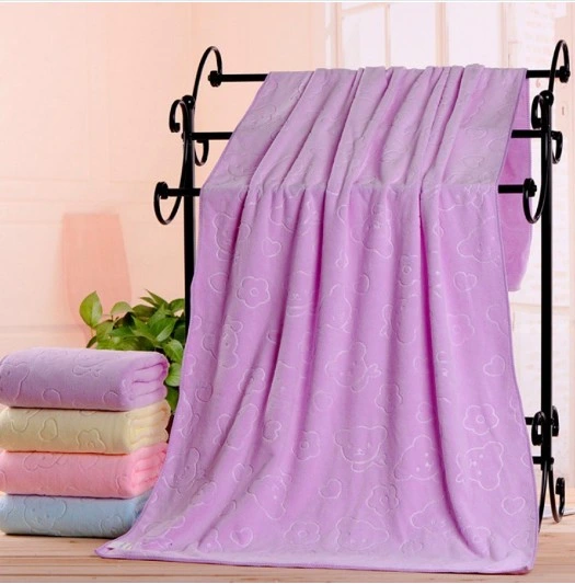 100%Microfiber Pink Grey 70X140cm 500GSM Microfibre Bath Towel