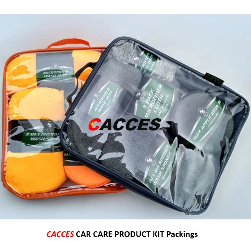 Cacces Car Care Cleaning Tool Auto Washing Kit Microfibre Applicator Pad, Wash Sponge, Microfiber Mitt, Car Cloth, Polish Pad, Wax Applicator, Foam Pad C101cws