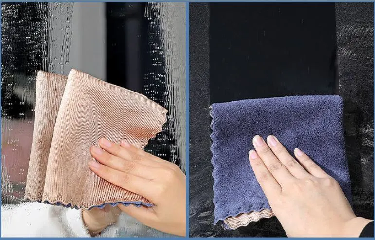 30*30cm Double-Sided Coral Fleece Microfiber Cleaning Cloth Glass Towel