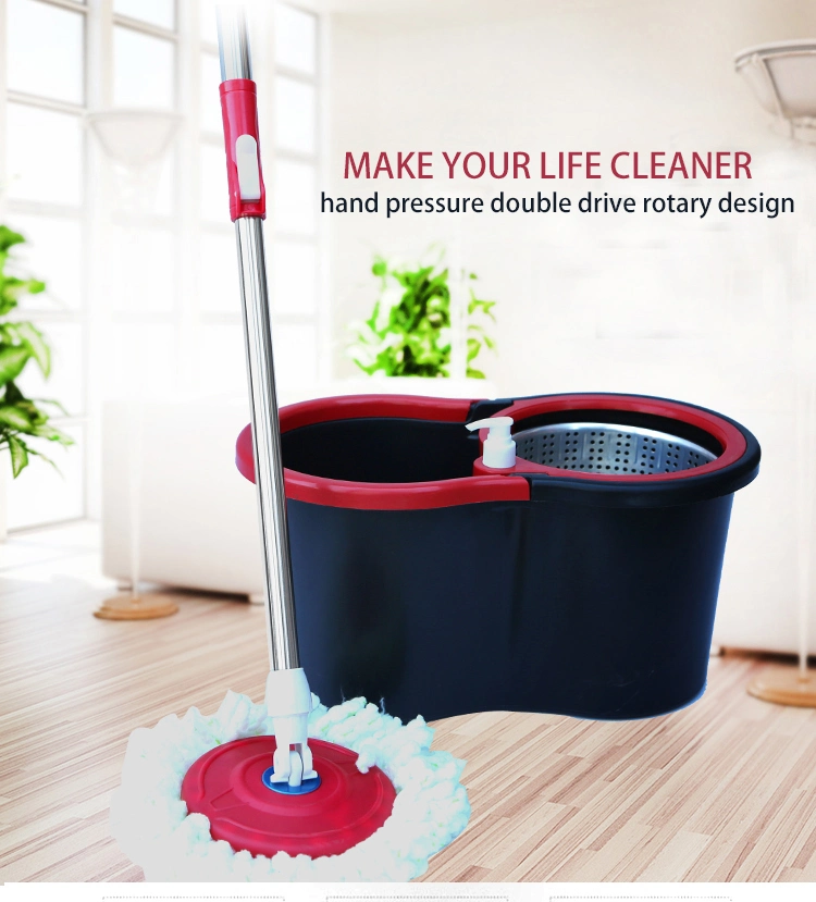 Stainless Steel Stretchable Handle Wet Dry Floor Cleaning 360 Microfiber Magic Rotation Twist Mop with Bucket